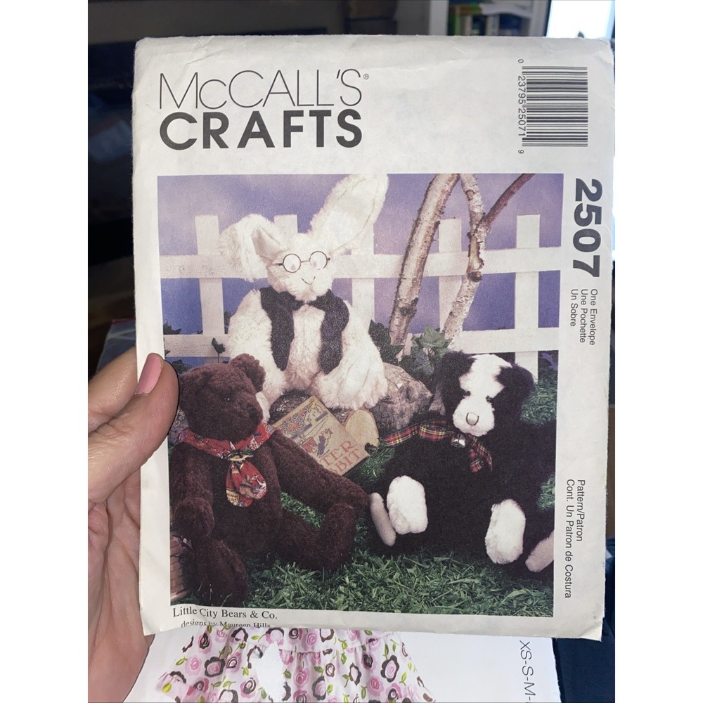 McCalls 2507 Sewing Pattern Cat Bear Bunny Stuffed Animal UNCUT Vintage 1989